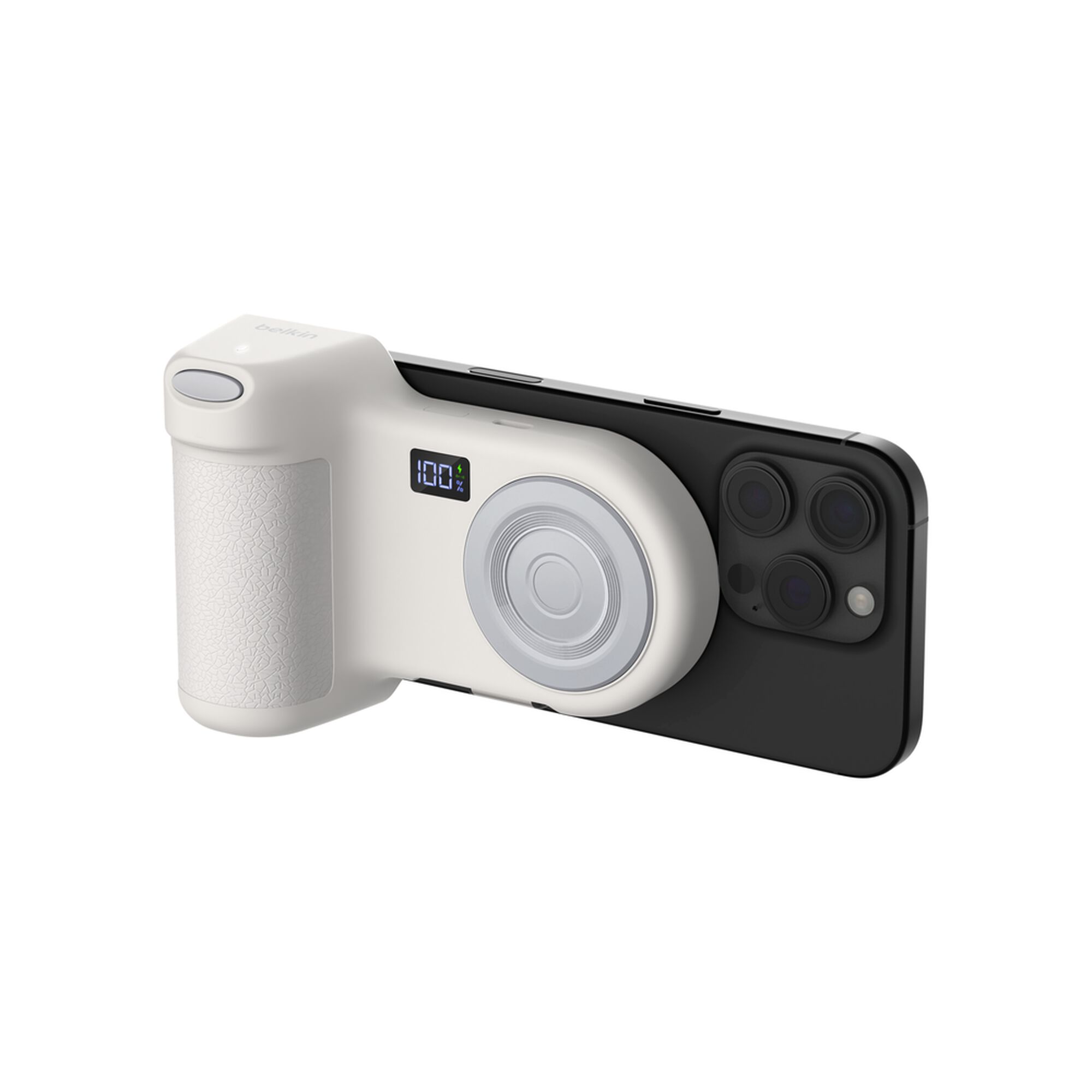 Belkin Stage PowerGrip Magnetic Camera Grip with 9,300 mAh Power Bank, Sand