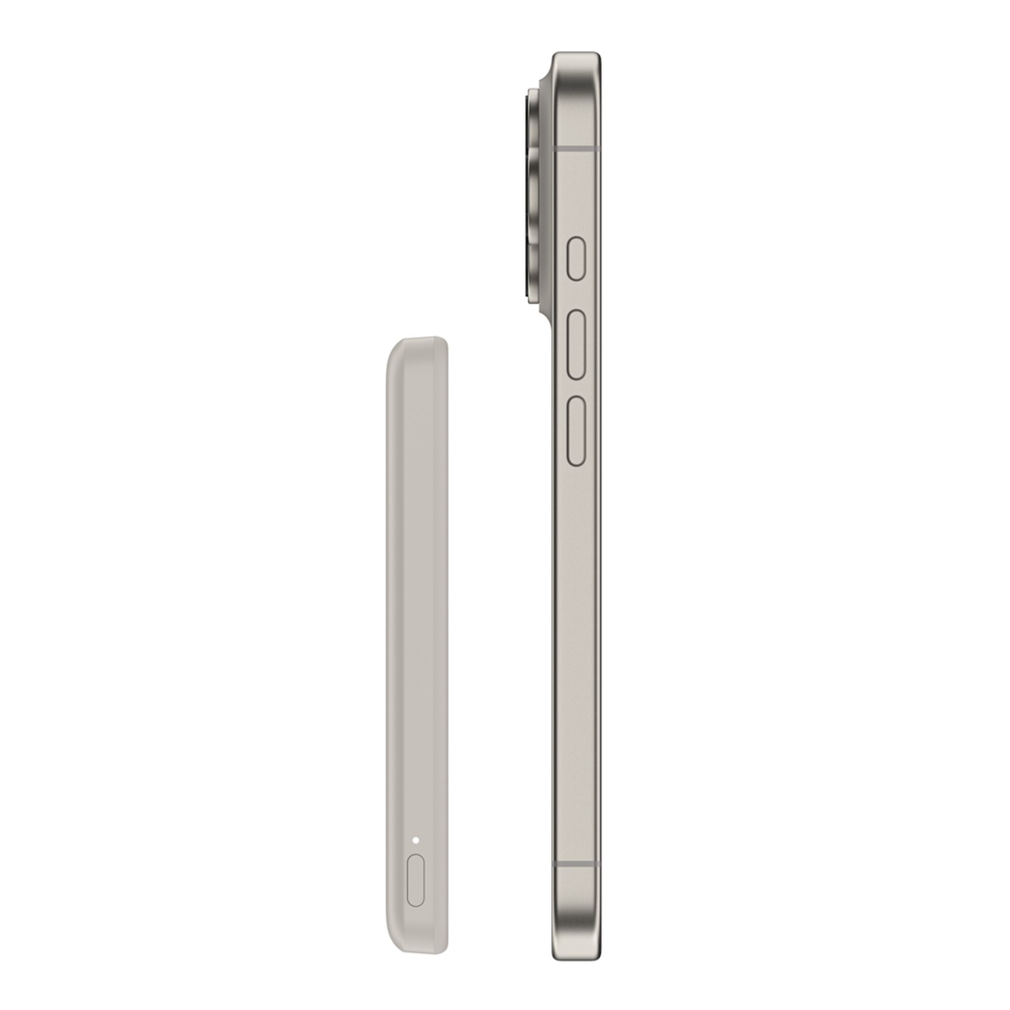 Sand-colored Belkin BoostCharge Slim Magnetic Power Bank 5K shown with its USB-C port. — view 14
