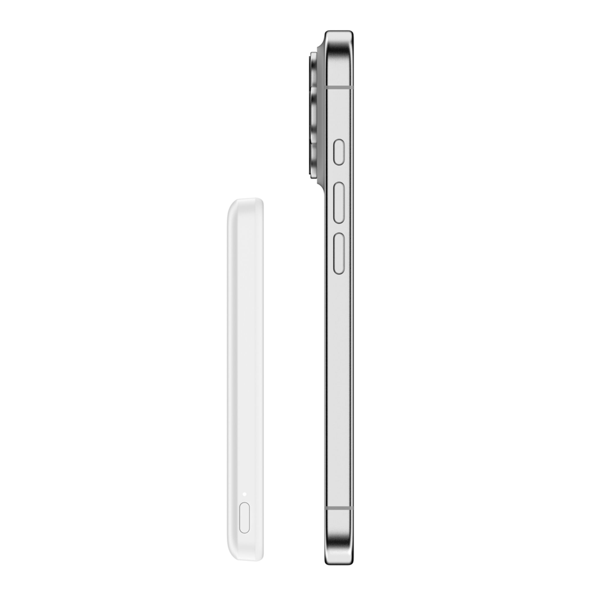 White Belkin BoostCharge Slim Magnetic Power Bank 5K with a USB-C port, shown with its USB-C cable. — view 14