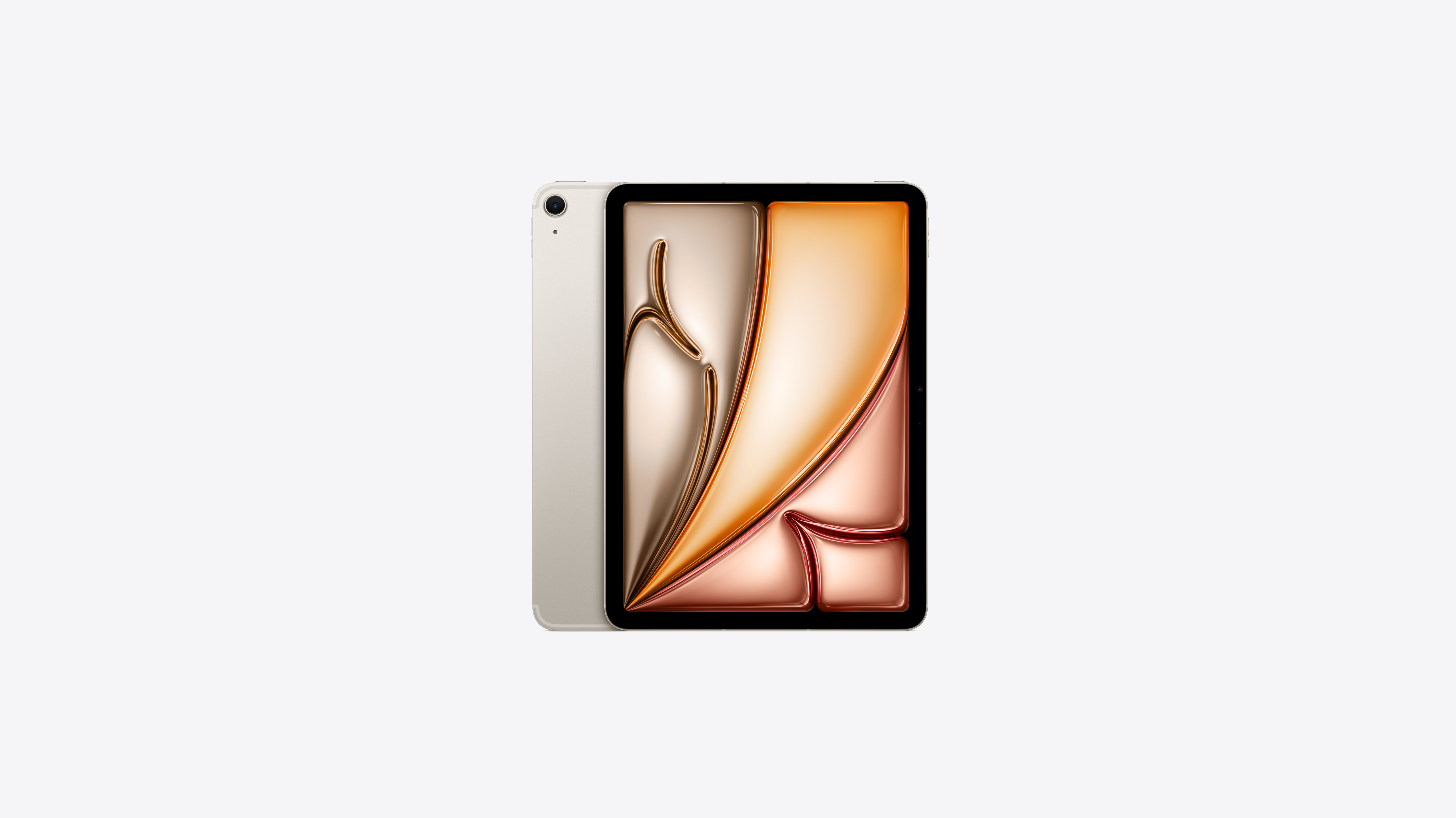 Apple 11-inch iPad Air M4 Wi-Fi + Cellular tablet in Starlight aluminum with Liquid Retina display. — view 3