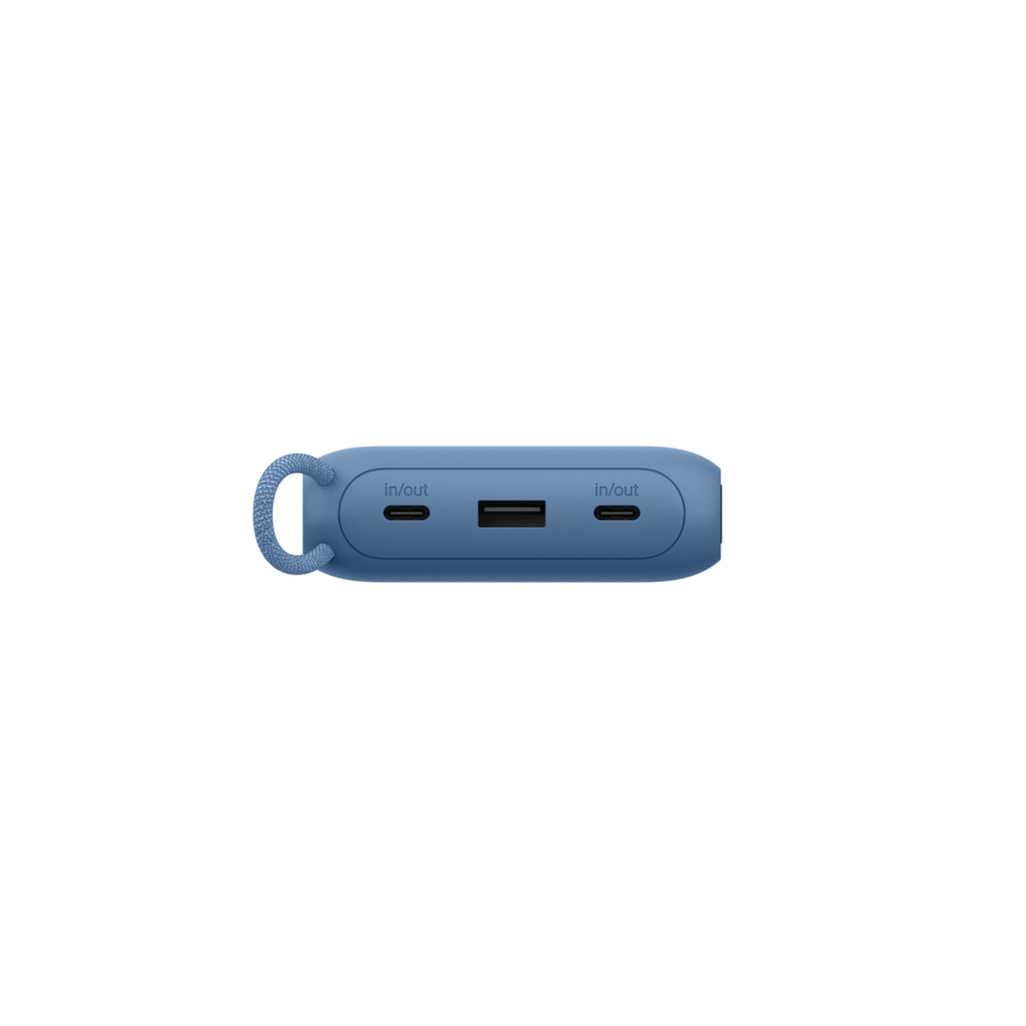Blue Belkin BoostCharge 20,000 mAh power bank with a digital battery display, two USB-C ports and one USB-A port. — view 11