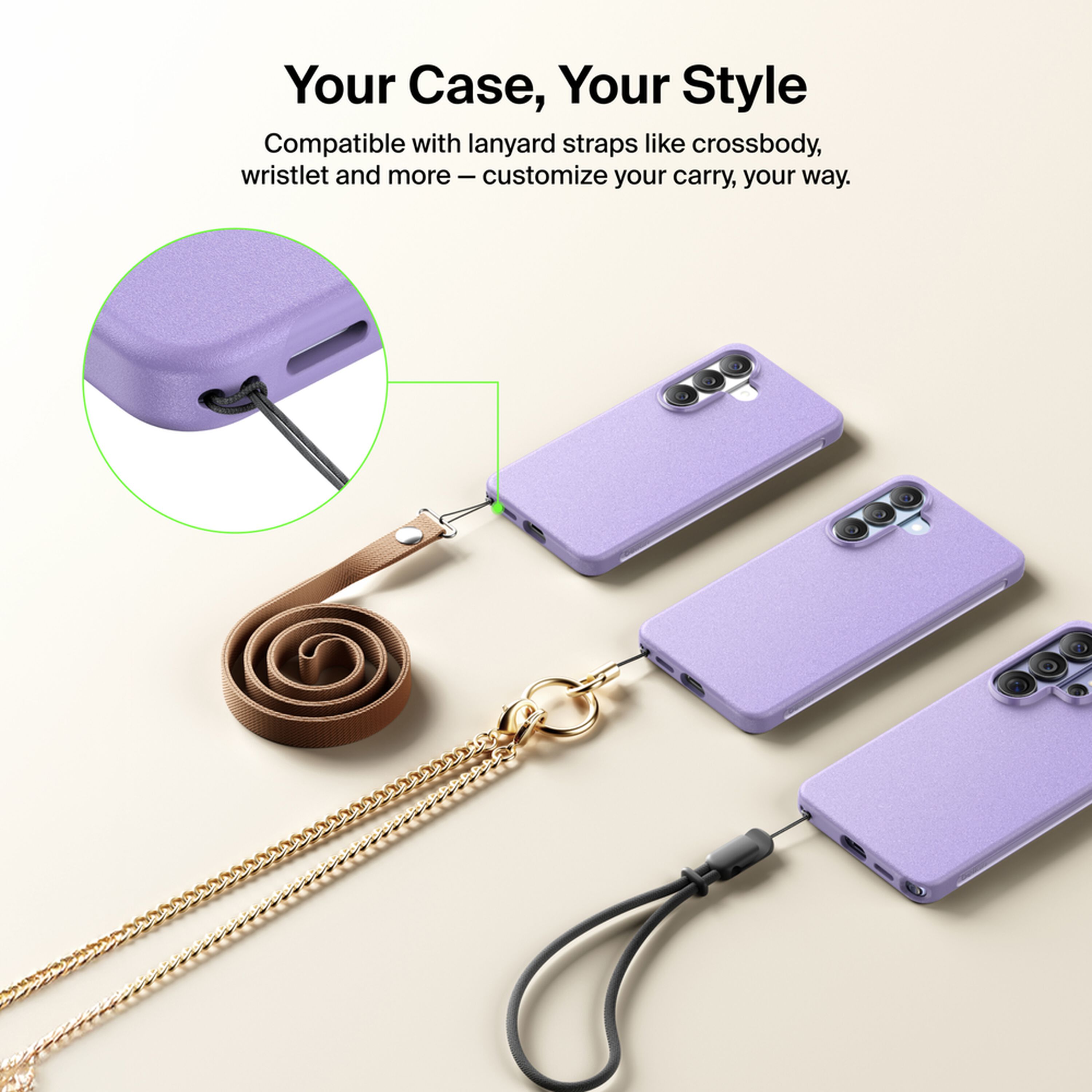 Belkin SheerForce Protect Series dual-layer case in Lavender on a Samsung Galaxy S26, showing side grooves and textured buttons. — view 7
