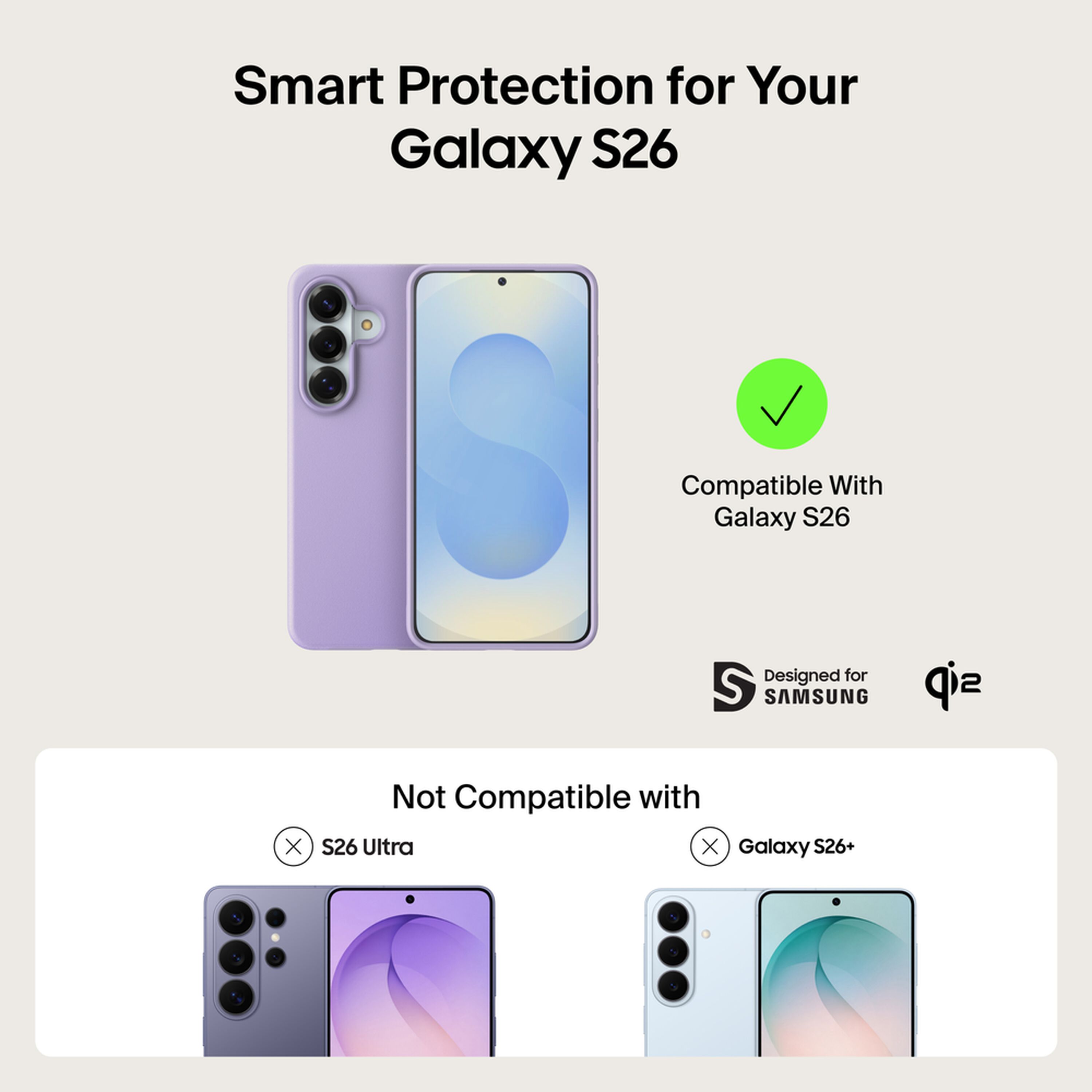 Belkin SheerForce Protect Series dual-layer case in Lavender on a Samsung Galaxy S26, showing side grooves and textured buttons. — view 2