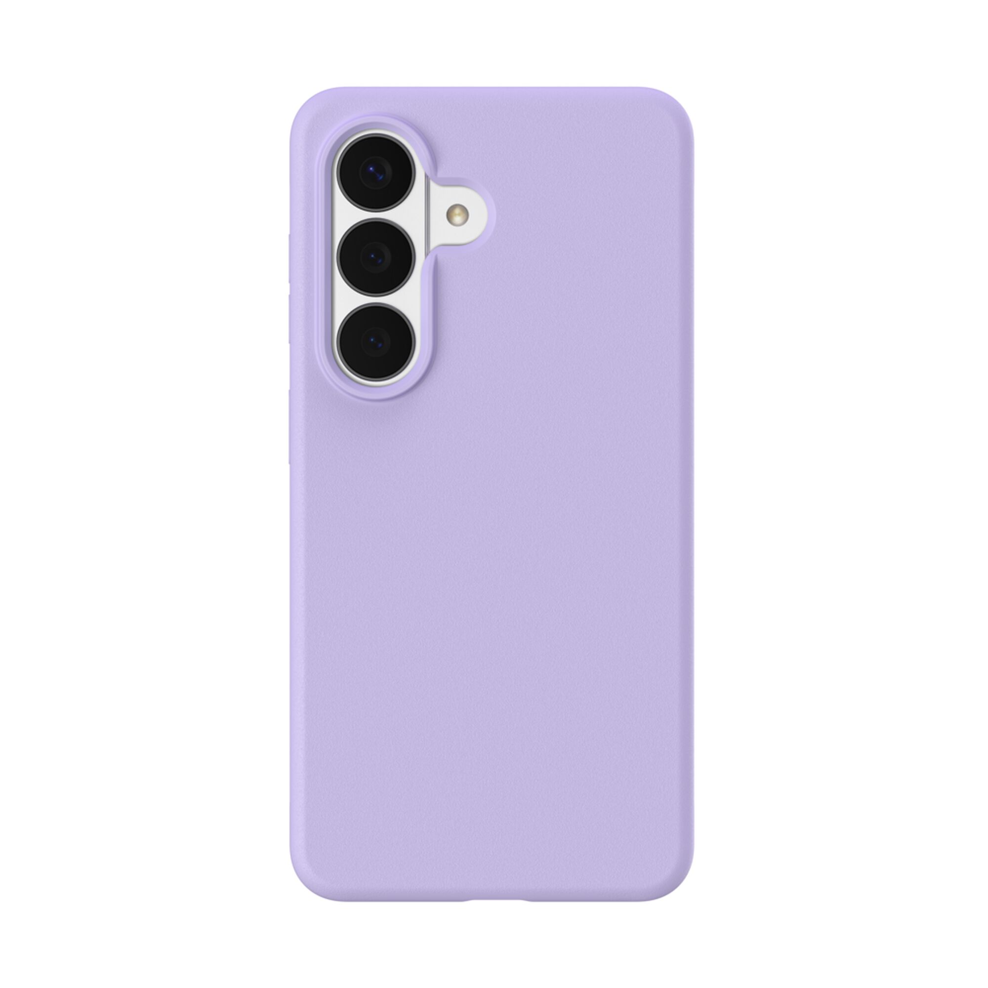 Belkin SheerForce Protect Series dual-layer case in Lavender on a Samsung Galaxy S26, showing side grooves and textured buttons. — view 9