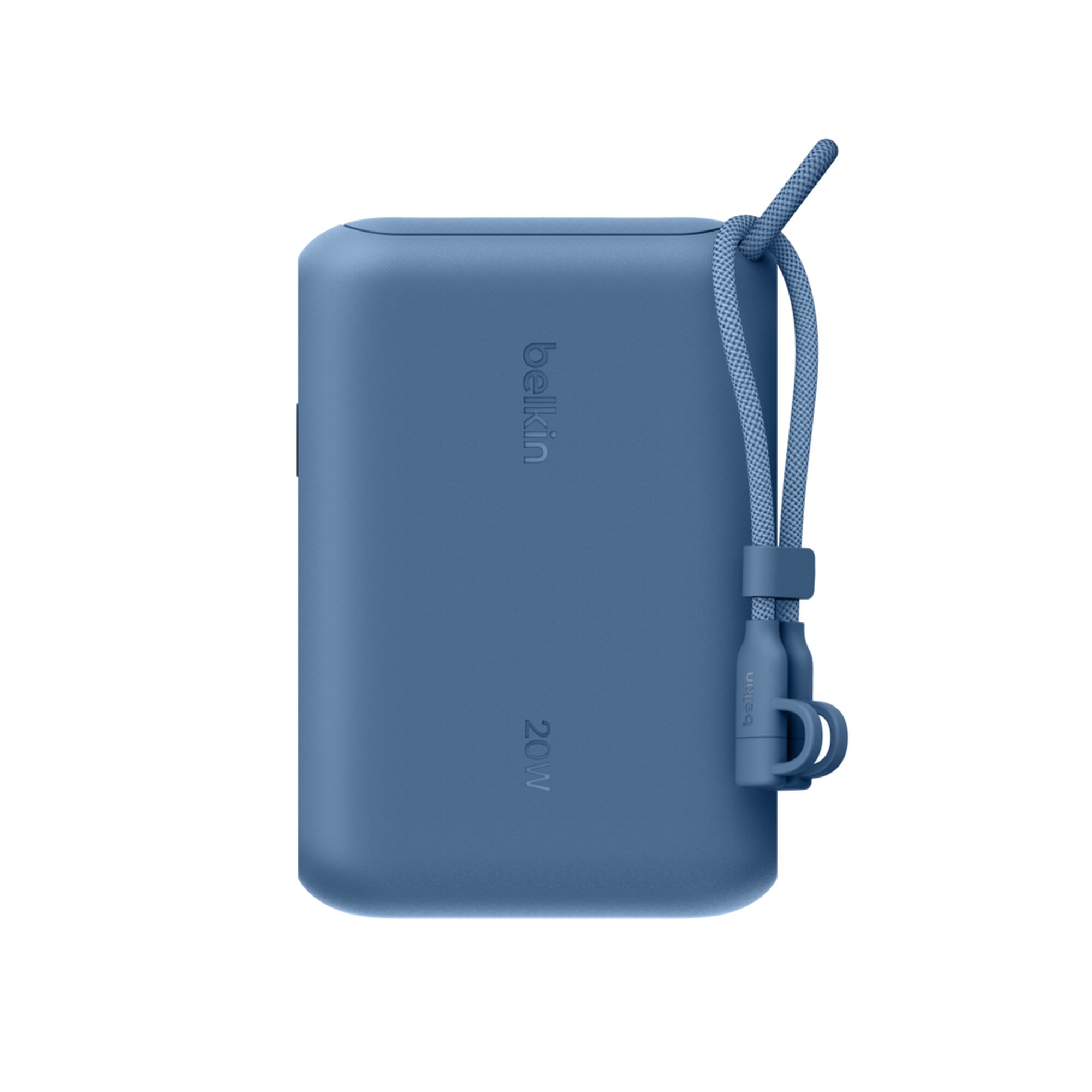 Blue Belkin BoostCharge 10,000 mAh power bank with a digital battery display and two USB-C ports. — view 14