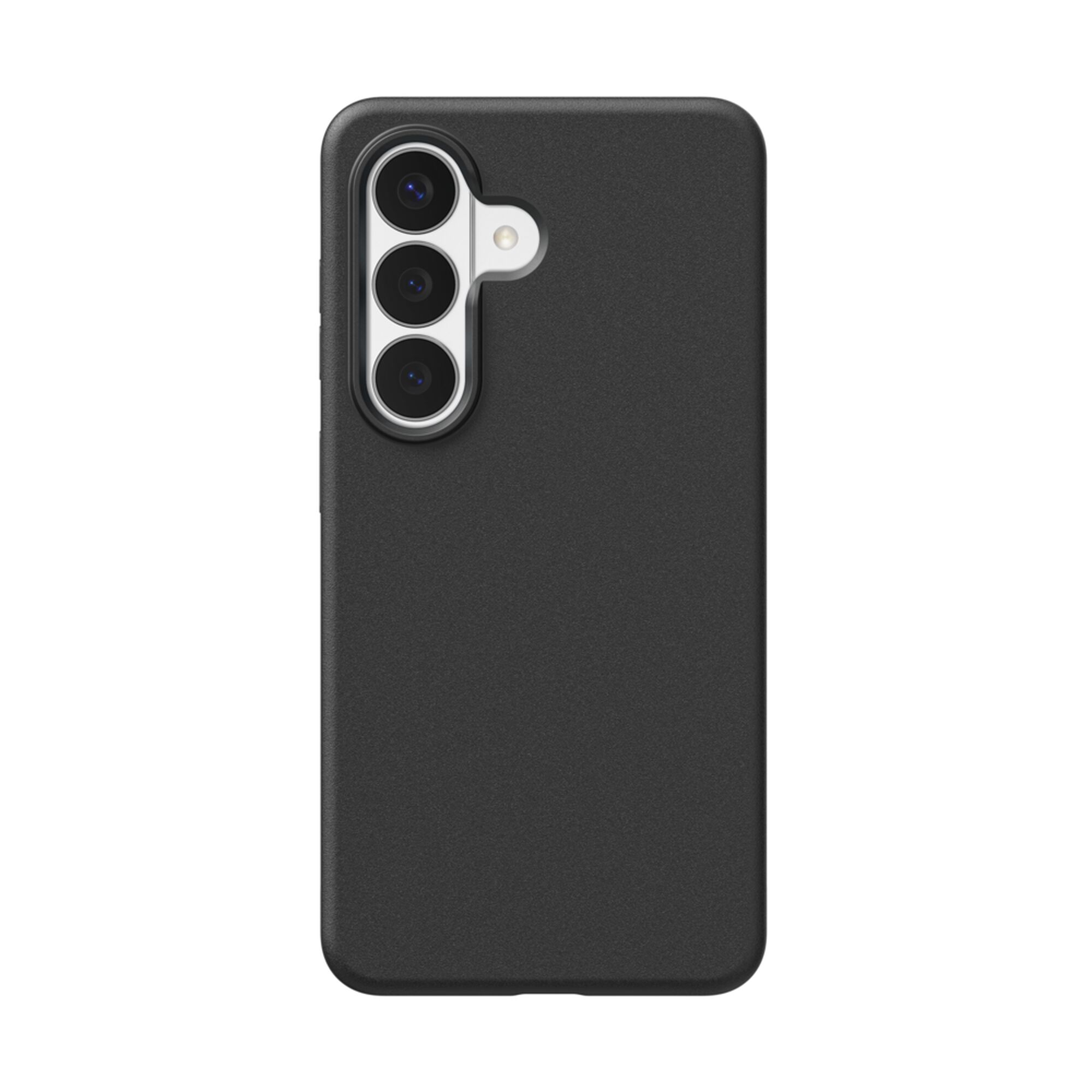 Belkin SheerForce Protect Series dual-layer case in Black on a Samsung Galaxy S26, showing grippy side grooves and textured buttons. — view 9