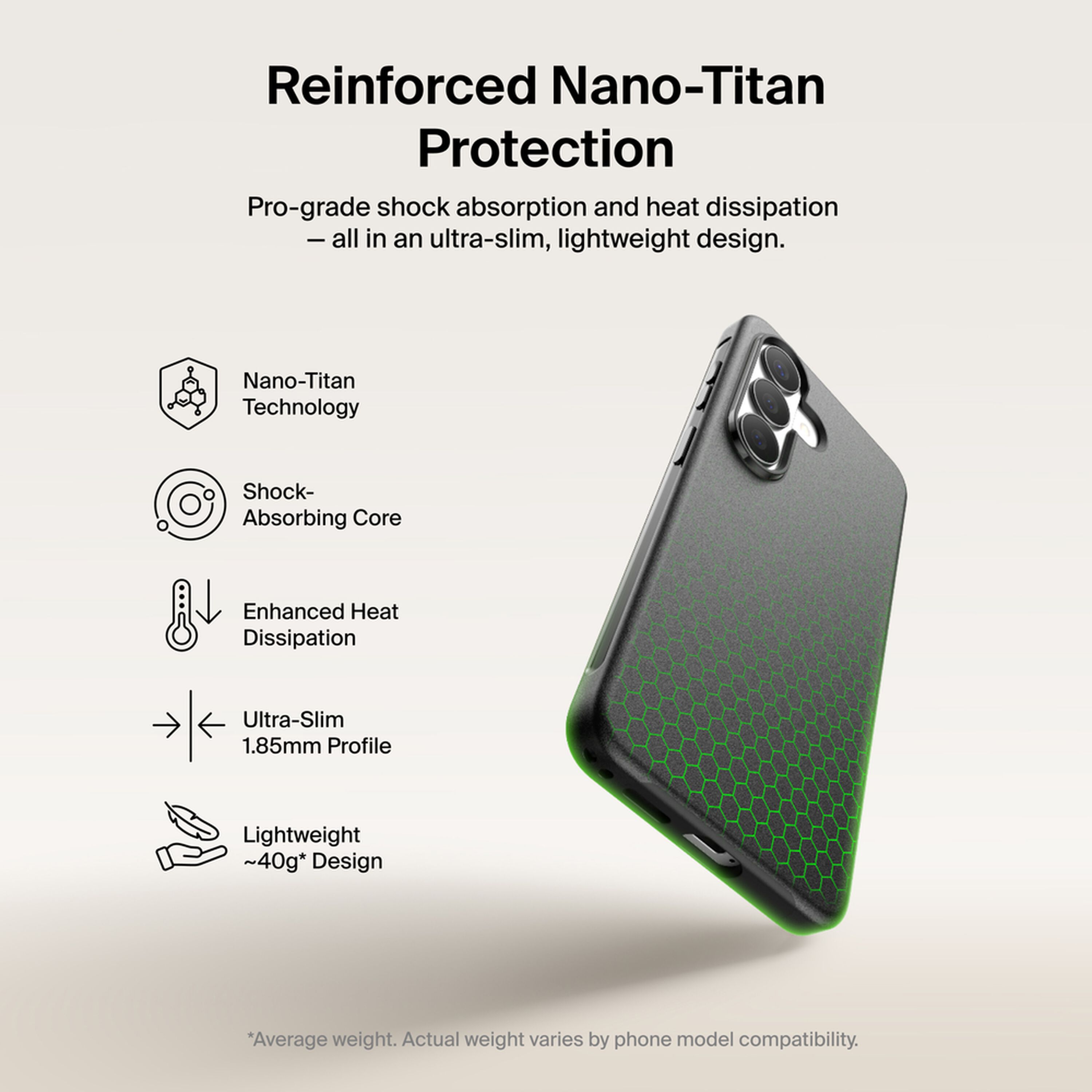 Belkin SheerForce Protect Series dual-layer case in Black on a Samsung Galaxy S26, showing grippy side grooves and textured buttons. — view 4