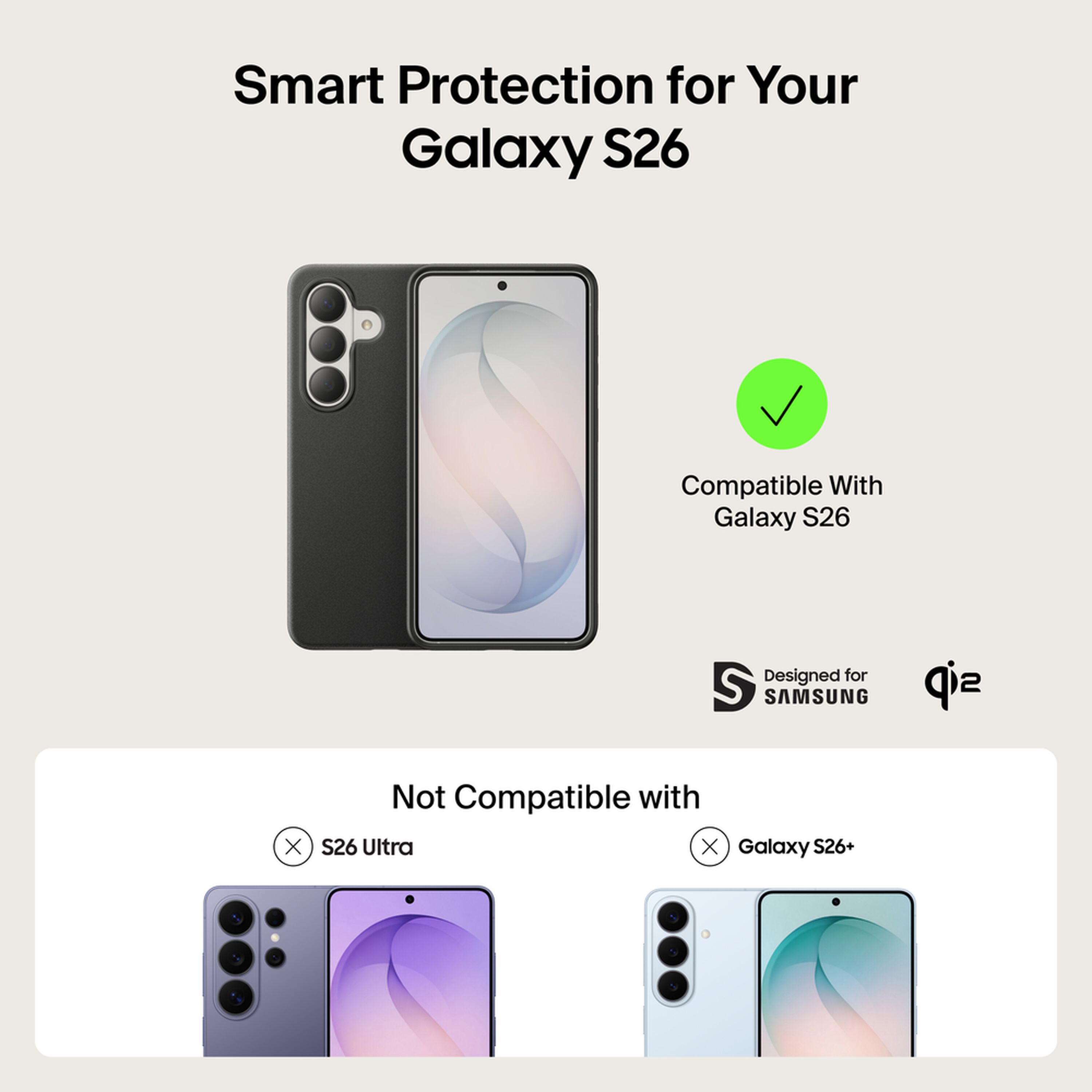 Belkin SheerForce Protect Series dual-layer case in Black on a Samsung Galaxy S26, showing grippy side grooves and textured buttons. — view 2