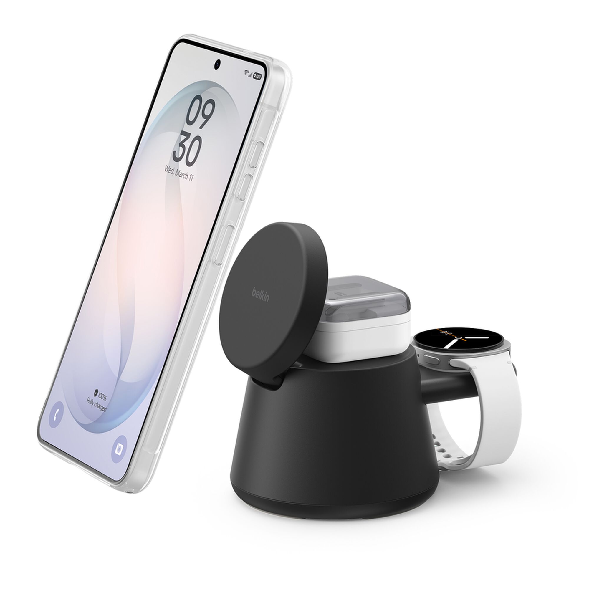 Belkin UltraCharge 3-in-1 Modular Charging Dock with Qi2 25W, Black