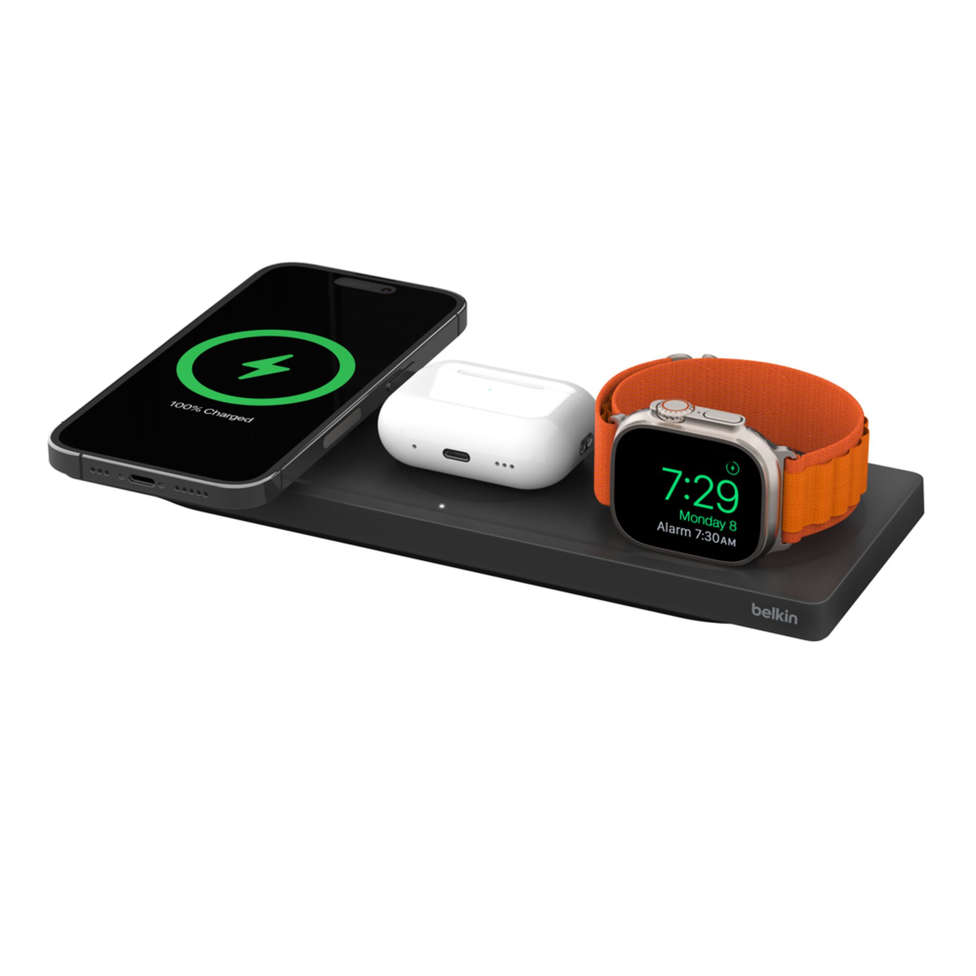 Belkin BoostCharge Pro 3-in-1 Wireless Charging Pad with MagSafe 15W, Black (WIZ016TTBK-APL)