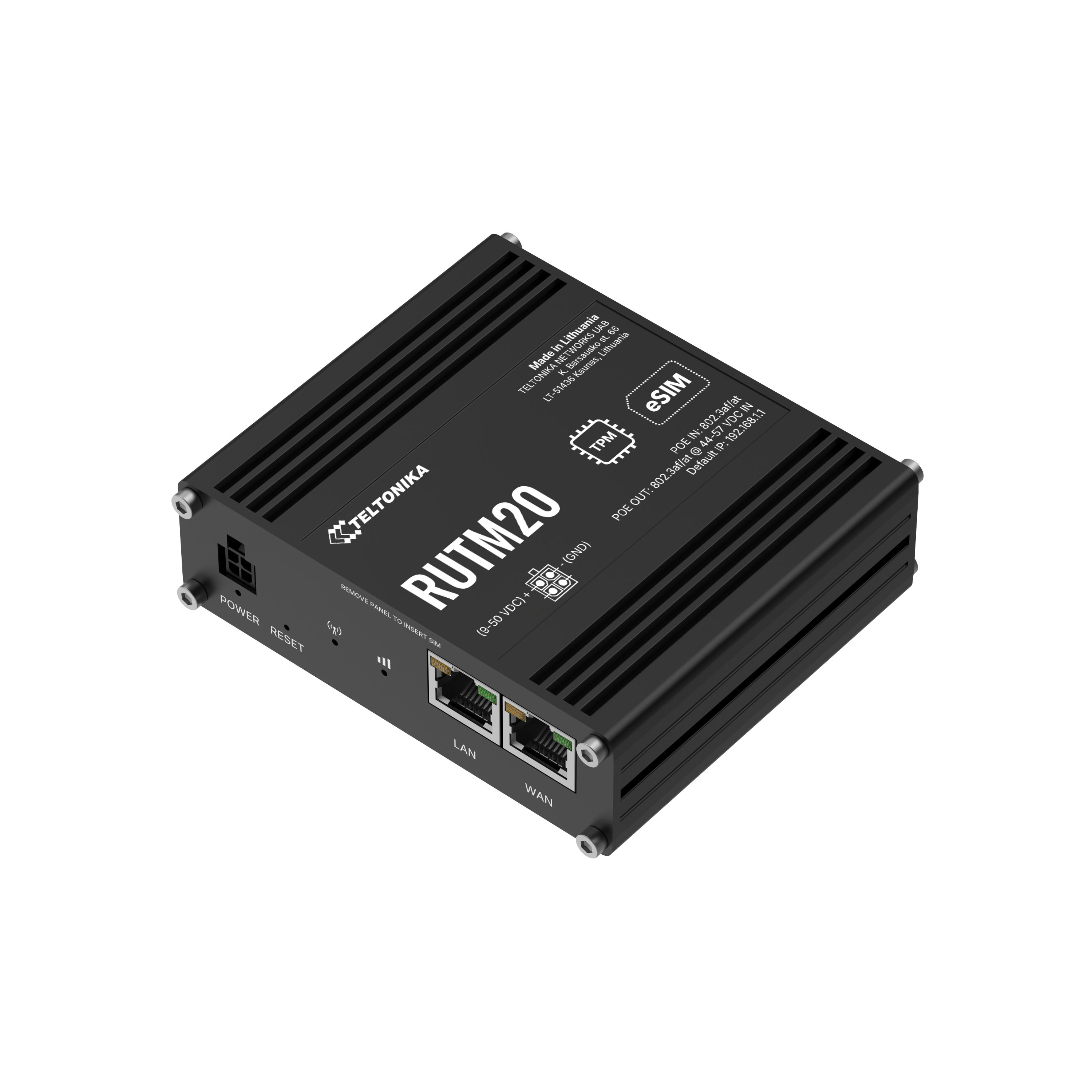 Teltonika RUTM20 Compact 5G Router with Telit FN990A28 Modem, Dual SIM, eSIM and PoE In/Out