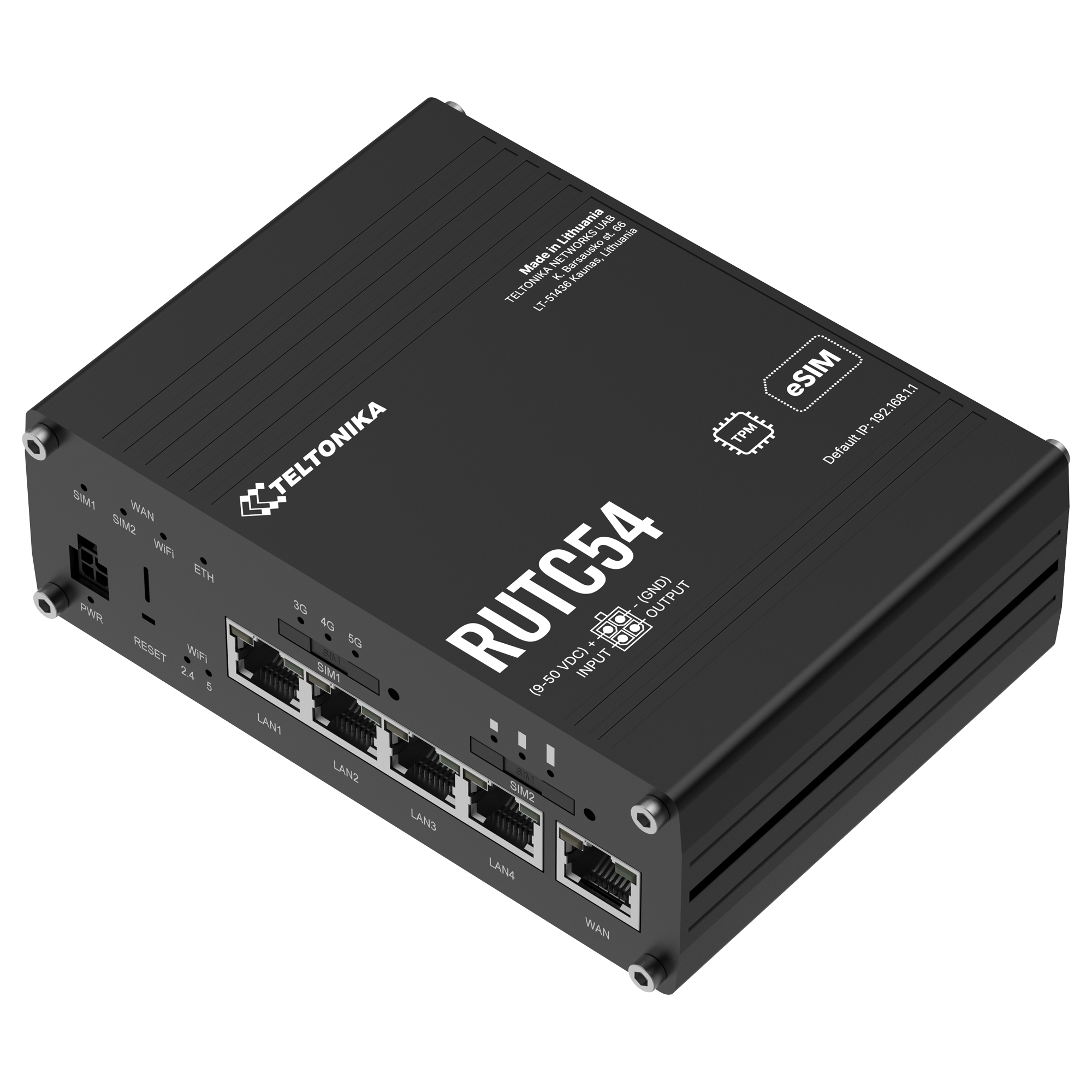 Teltonika RUTC54 Global 5G Edge Router with Wi-Fi 6, Dual SIM & eSIM (North America, EMEA, APAC)