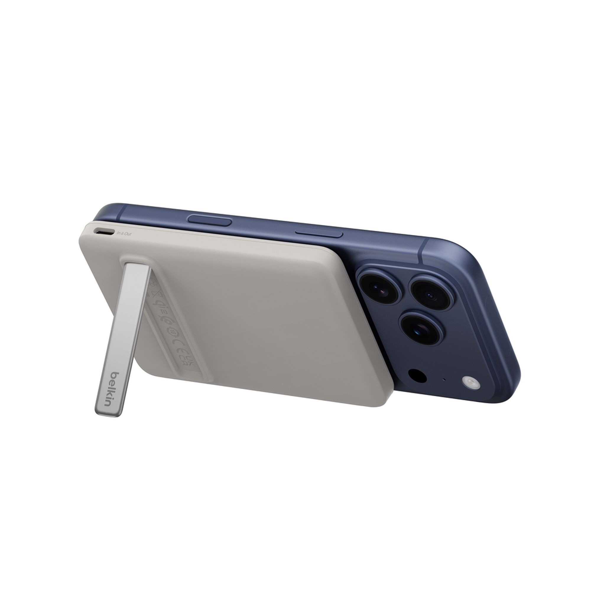 Belkin BoostCharge Slim Magnetic Power Bank 5K with Qi2 and Kickstand, Sand (BPD011FQSA)