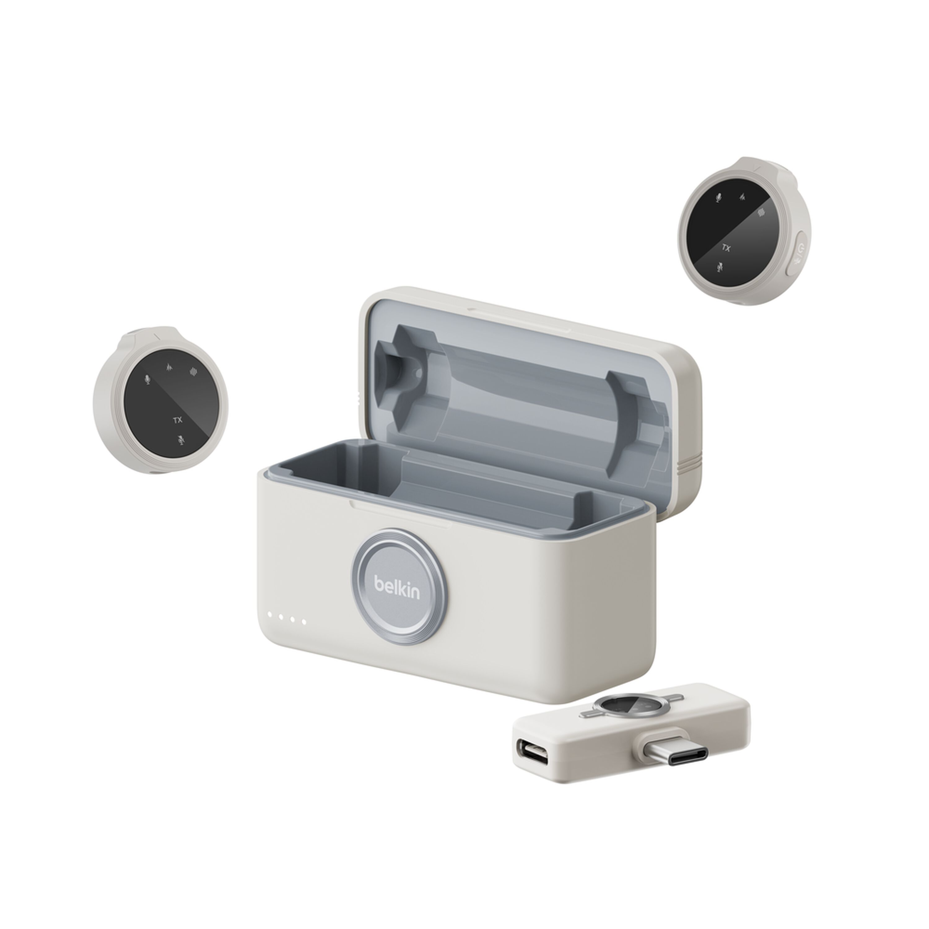 Belkin Stage Dual Wireless Microphone with Charging Case, Sand (CTA003FQSA)