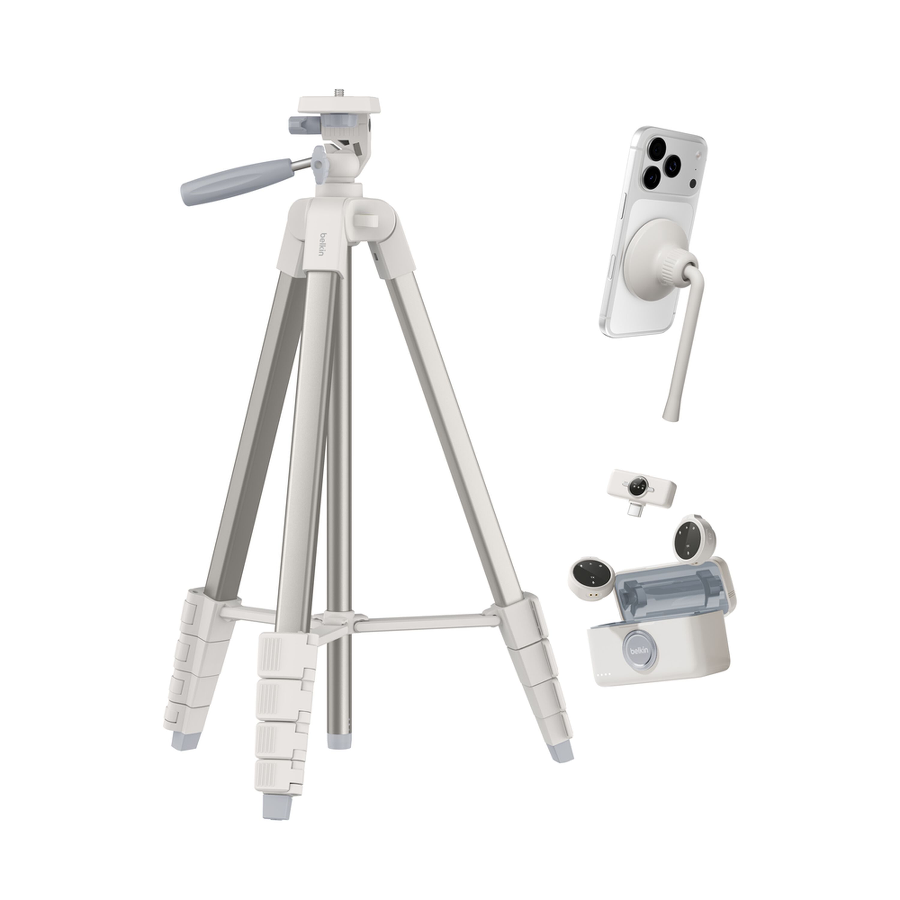 Belkin Stage Creator Kit: Tripod, Magnetic Phone Mount and Wireless Mics, Sand