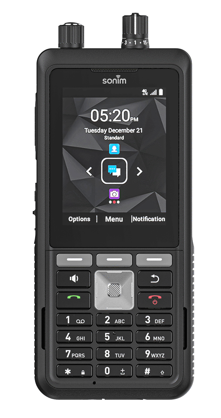 Sonim XP5plus Rugged 4G LTE Push-to-Talk Phone with Top-Mount Knobs, Black