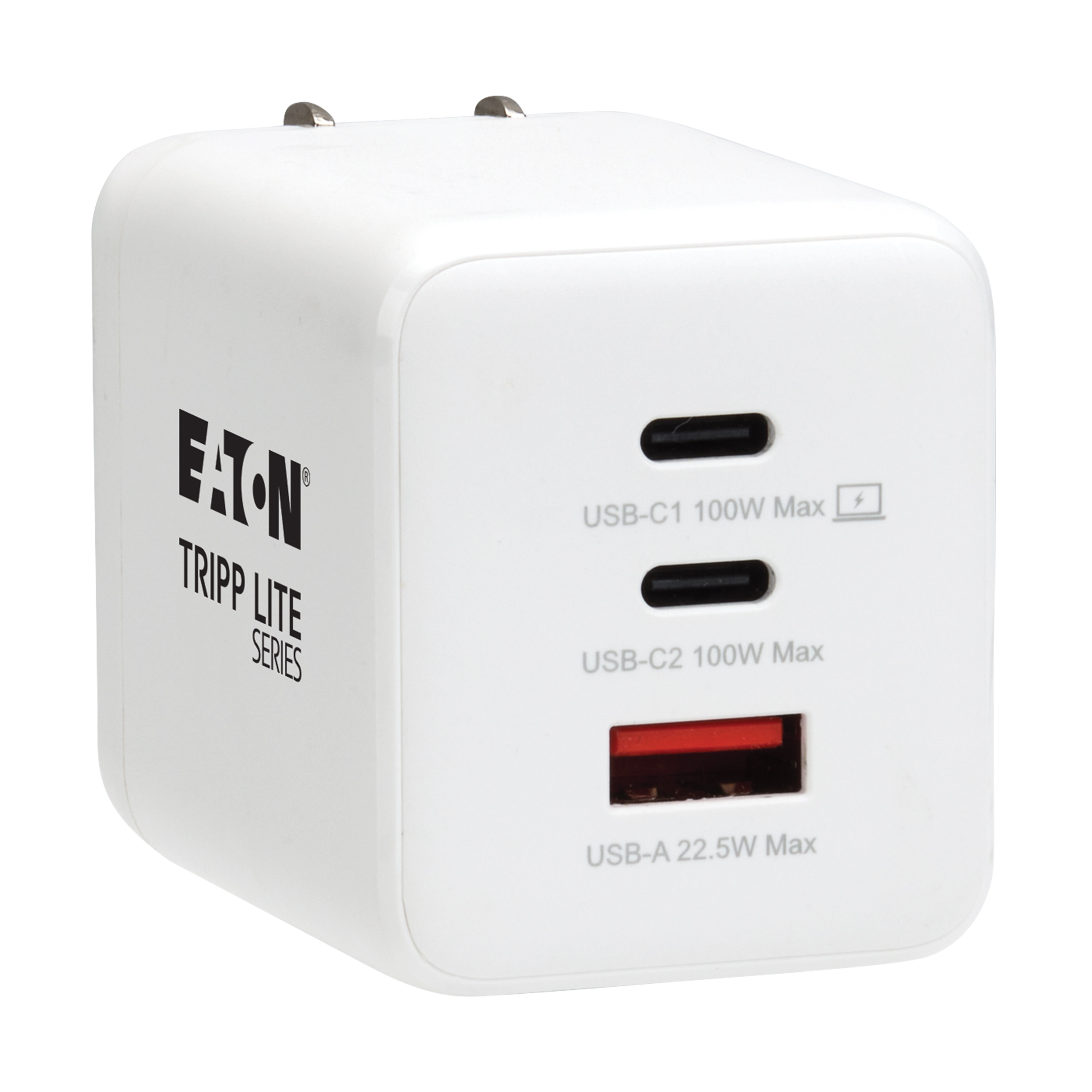Eaton Tripp Lite Series U280-W03-100-G 3-Port 100W GaN USB Wall Charger, 2 USB-C and 1 USB-A, White