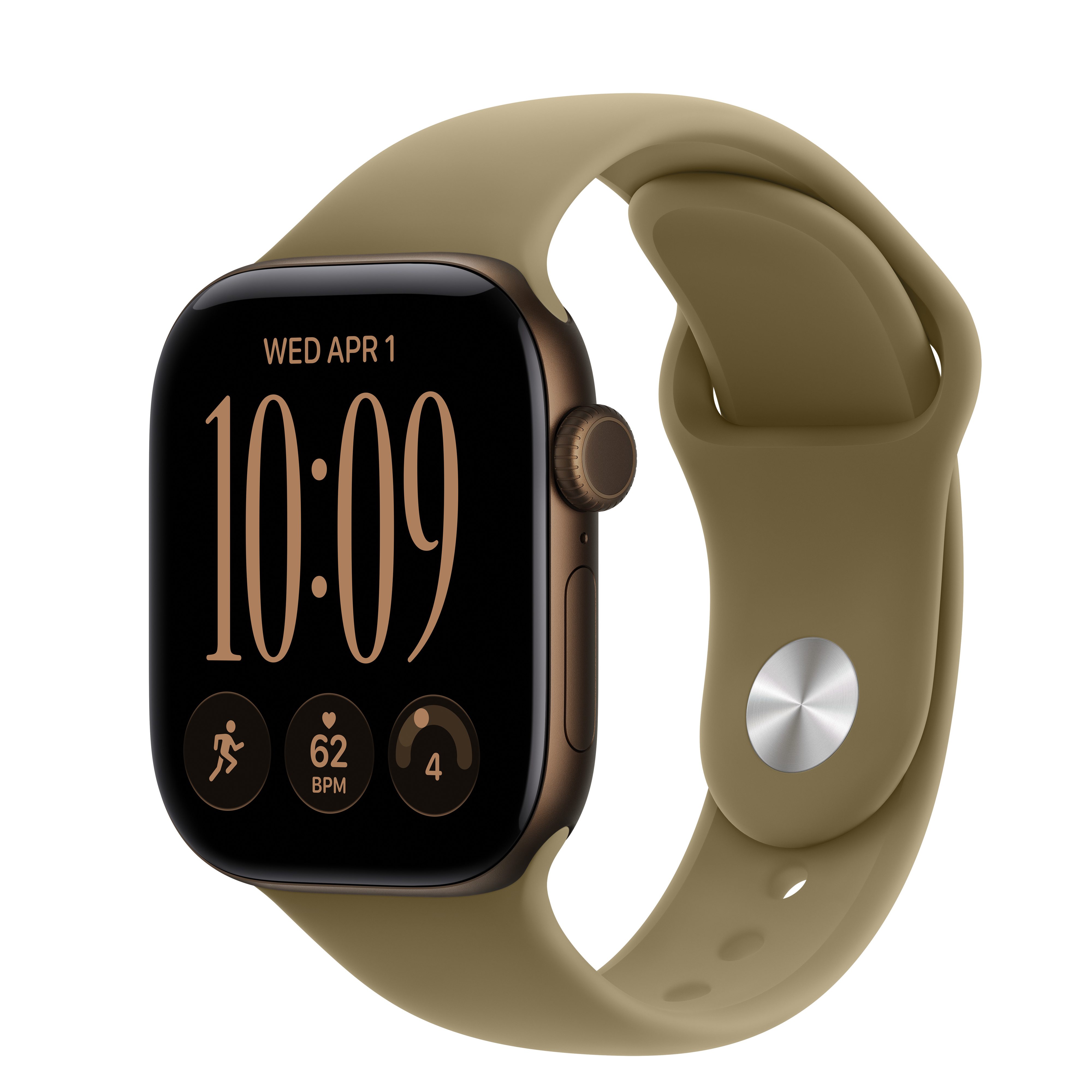 Apple Watch Series 12 GPS + Cellular 42mm Dark Bronze Aluminum Case with Olive Sport Band - M/L