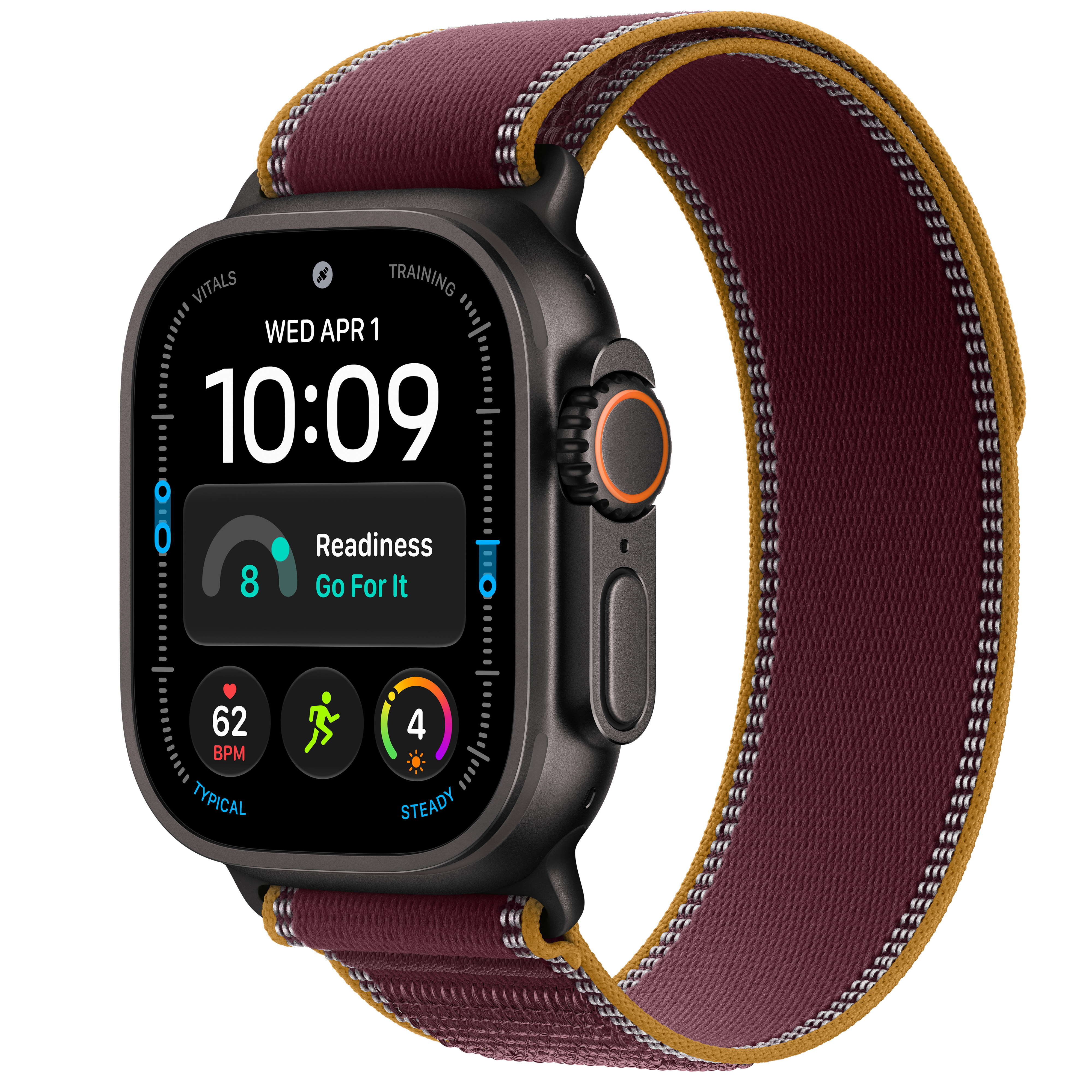 Apple Watch Ultra 4 GPS + Cellular 49mm Black Titanium Case with Burgundy Trail Loop - M/L