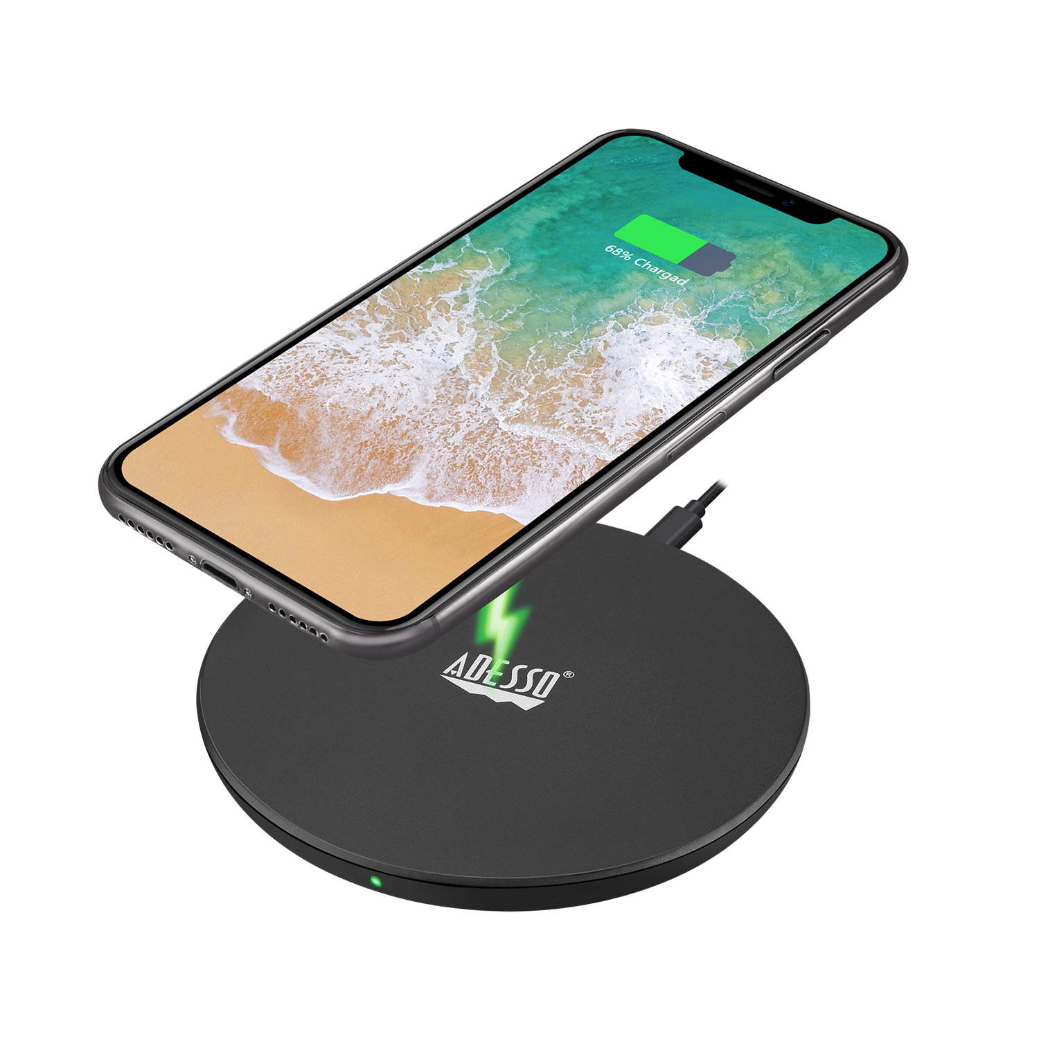 Adesso AUH-1010 10W Max Qi-Certified Disc-Style Wireless Charger