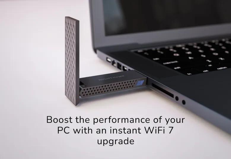 Netgear Nighthawk A9000-100PAS WiFi 7 USB 3.0 adapter for Windows 11 desktops — view 2