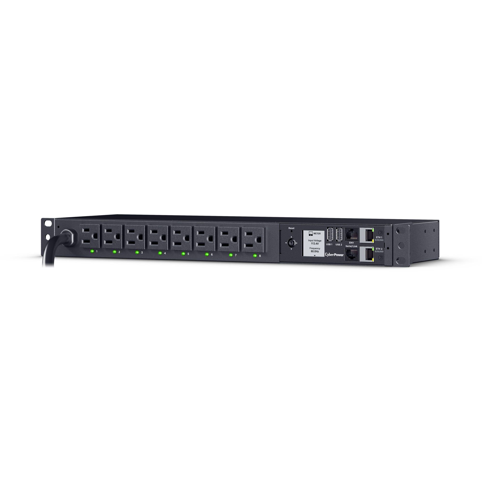 8 Outlets, 12 ft, NEMA 5-15P, Black — view 2