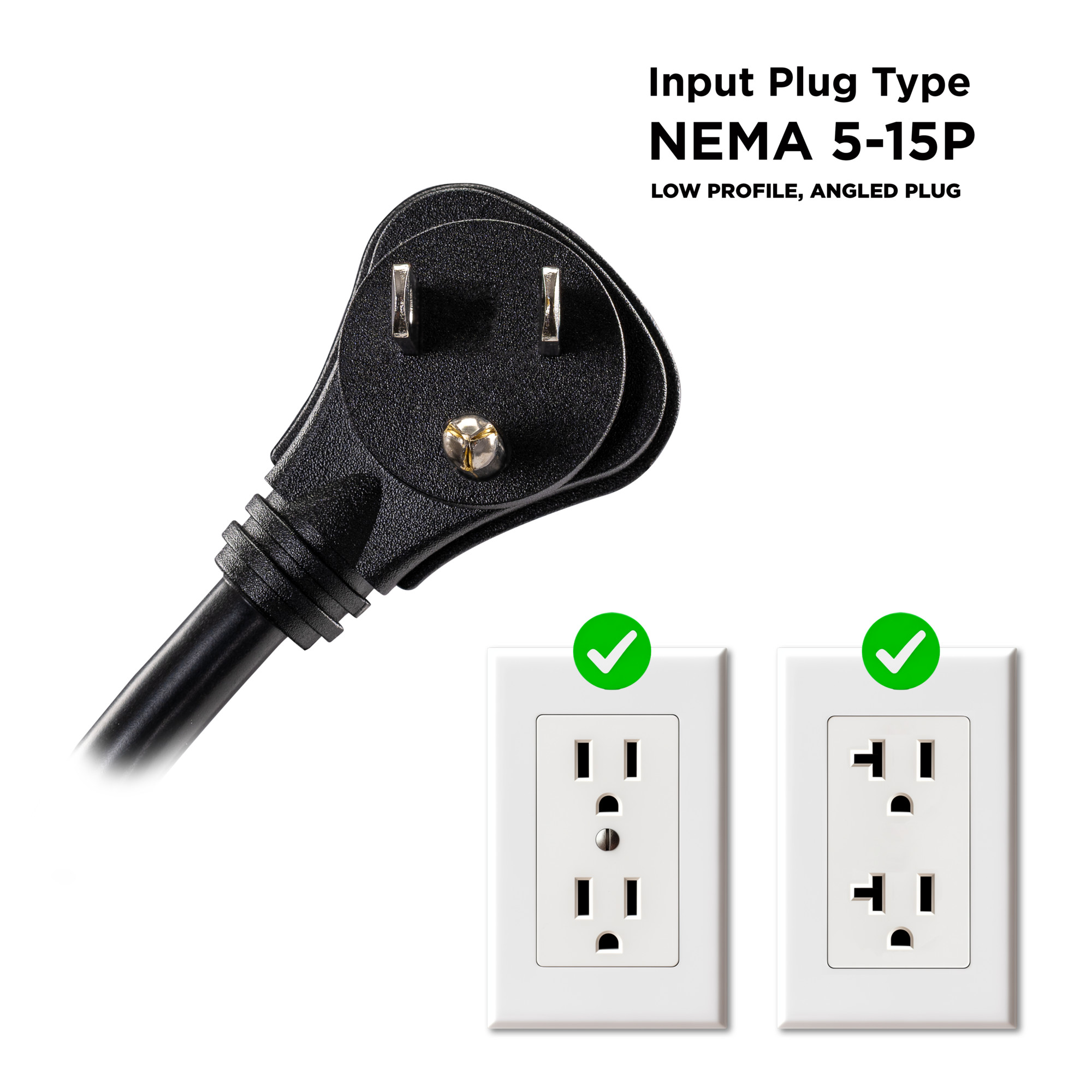 8 Outlets, 12 ft, NEMA 5-15P, Black — view 6