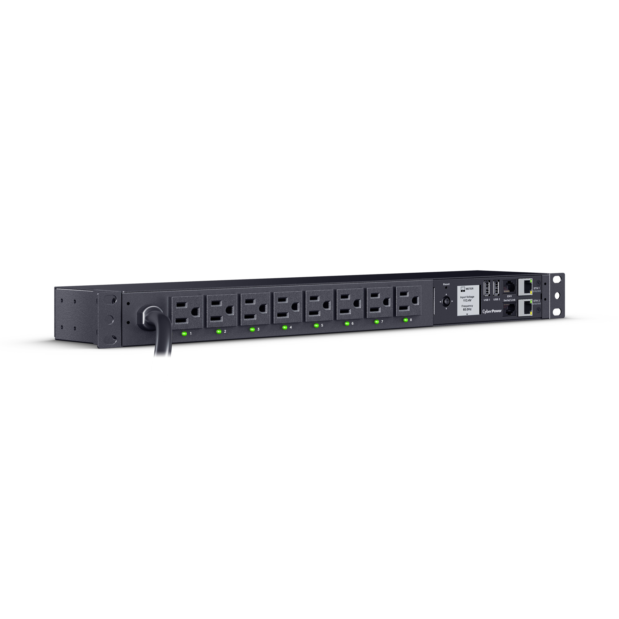 8 Outlets, 12 ft, NEMA 5-15P, Black — view 3