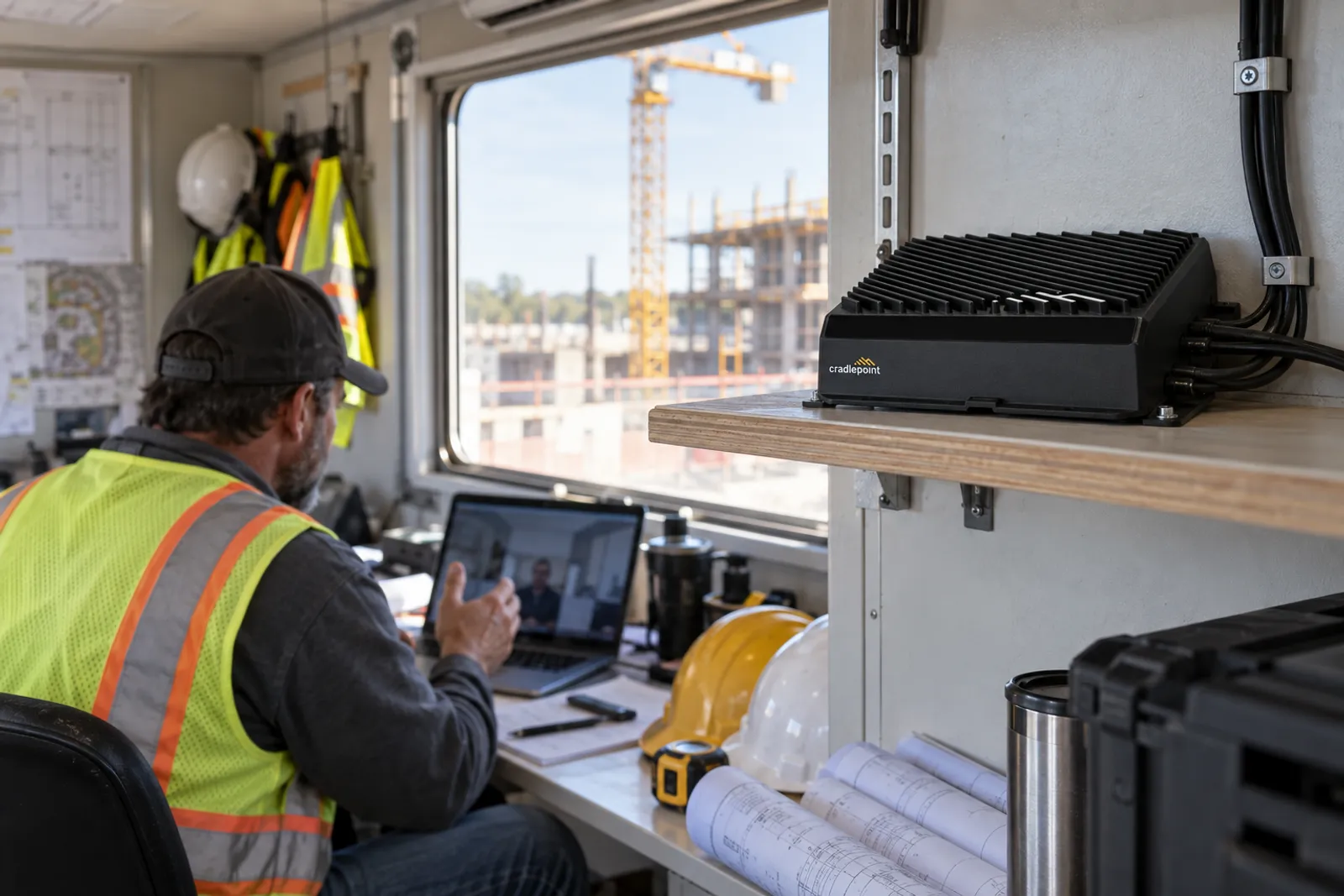 Jobsite trailer office connected over 5G