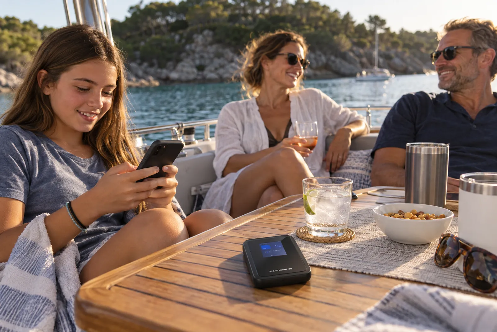 Family online at anchor