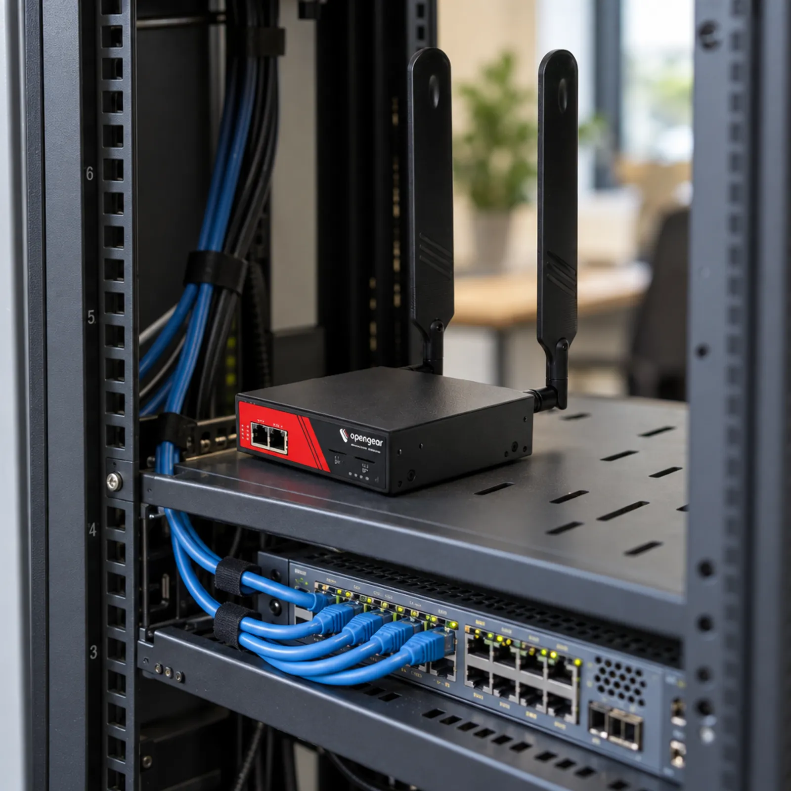 Compact console server in a network cabinet