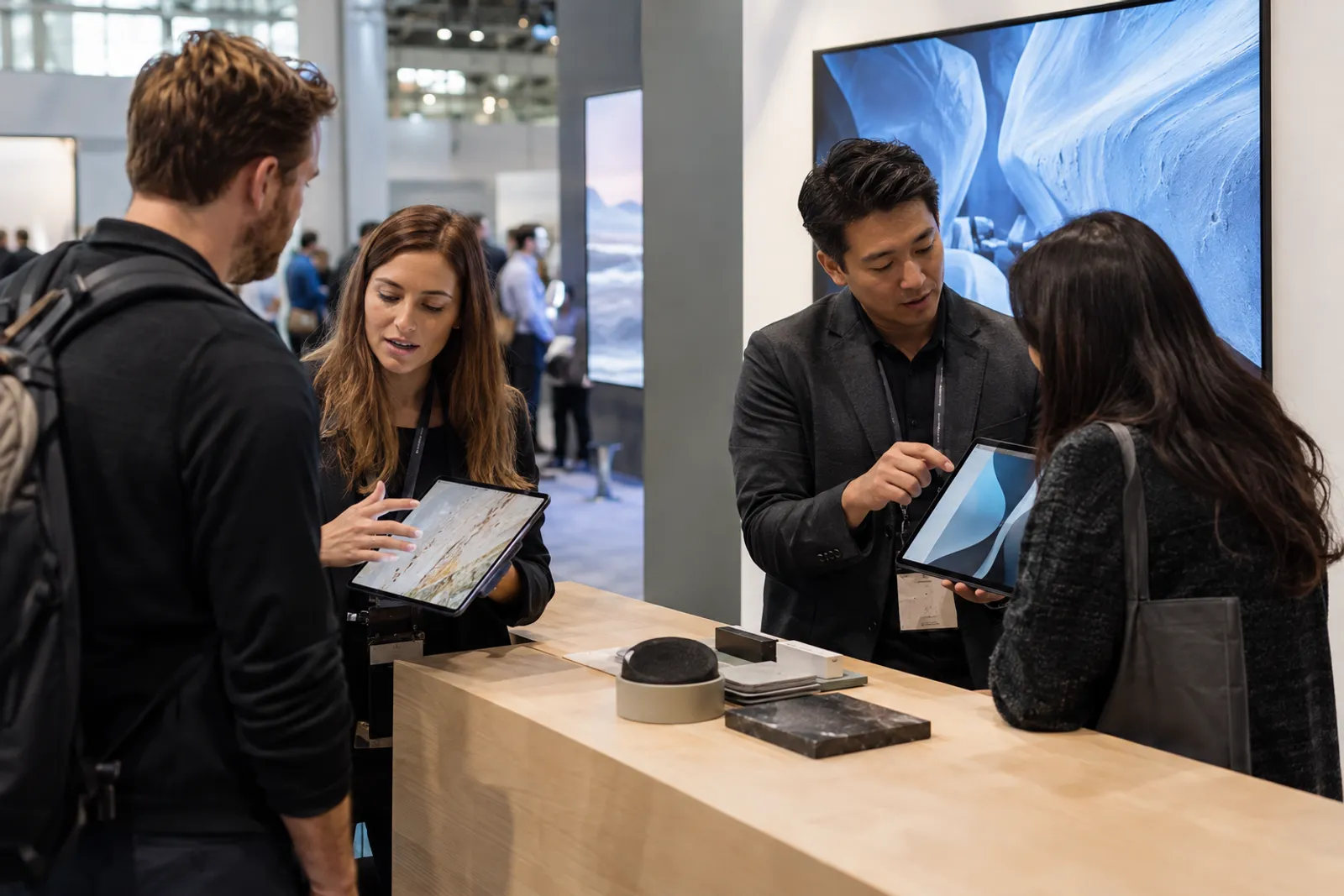 Trade show booth running on its own connection
