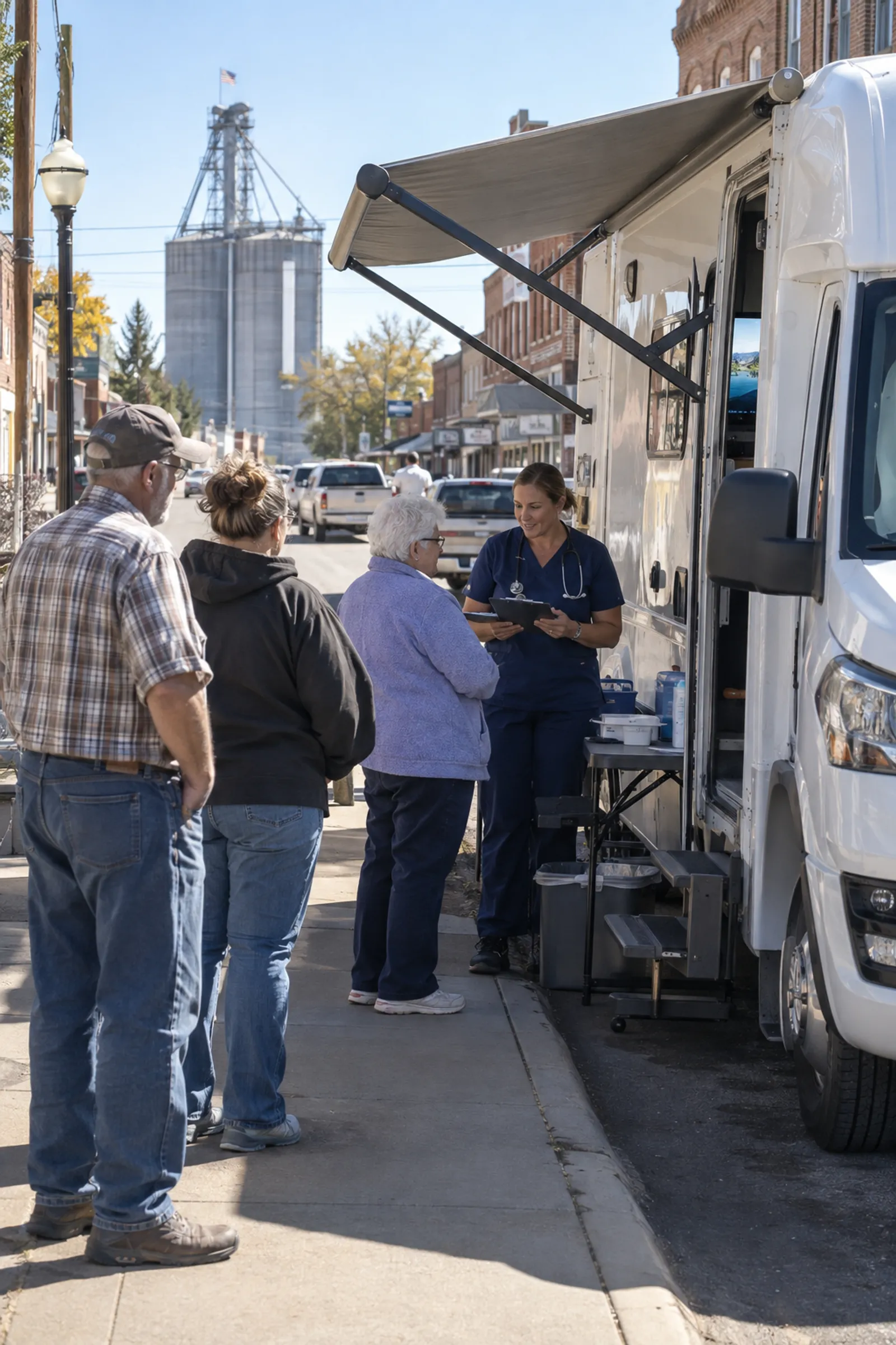 Mobile clinic visiting a rural town