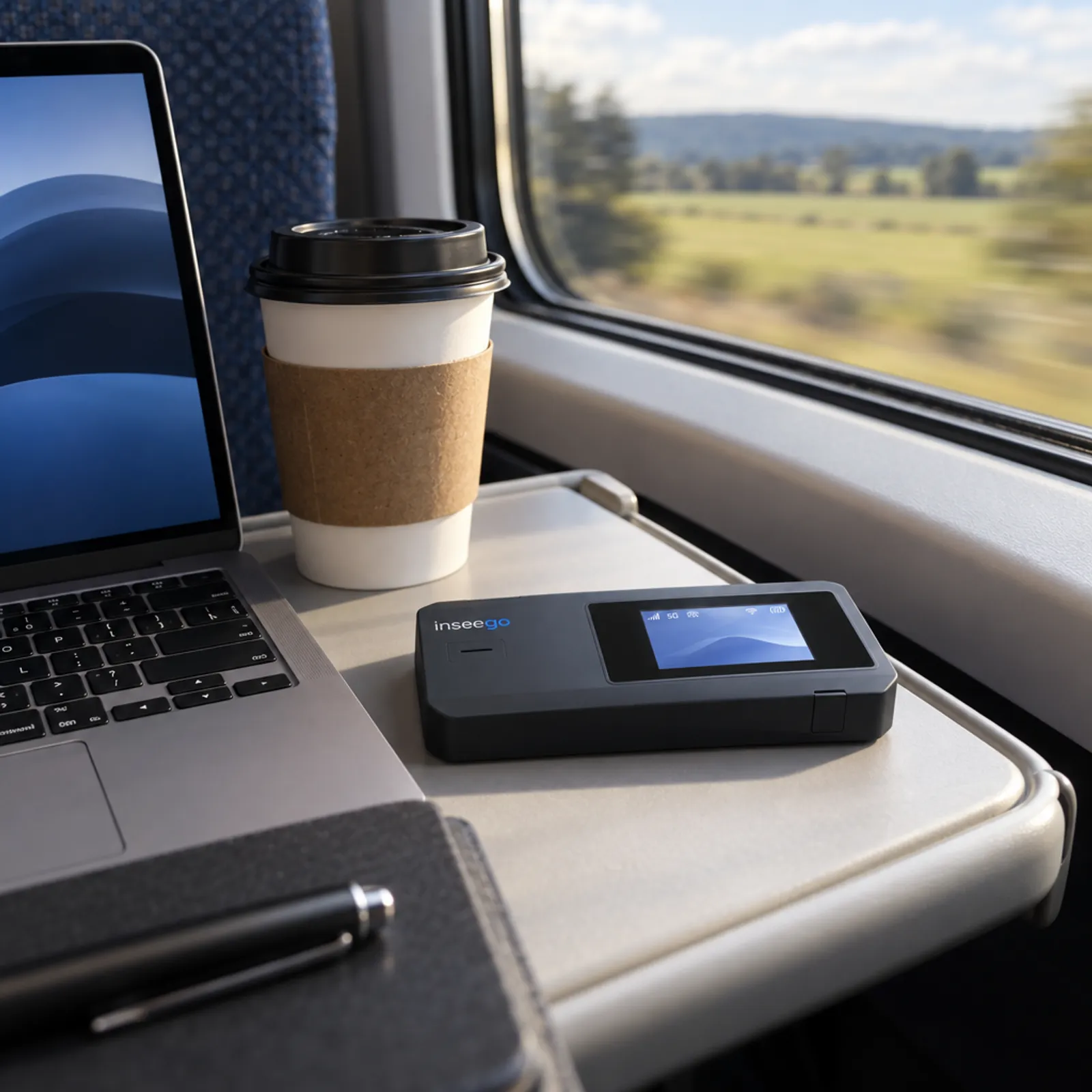 Hotspot on a train tray table